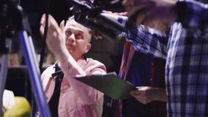 film director with cast