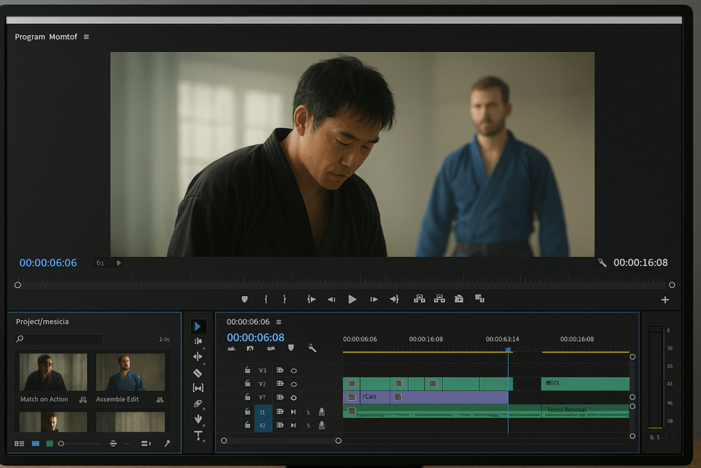Editing Martial Arts Scene example actor repeating action