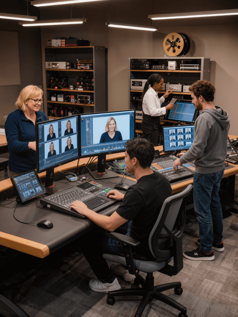 ilm post-production team working on editing, sound, color, and visual effects